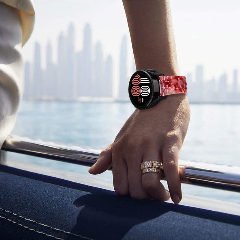 DEALELE Bands Compatible with Samsung Galaxy Watch 7 / FE / 6/6 Classic / 5/5 Pro / 4/4 Classic / 3 41mm, 20mm Colorful Resin Replacement Strap for Huawei GT3 42mm Women Men (Peach red) - Image 5